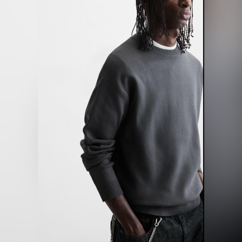Zara Men's Charcoal Crewneck Sweater